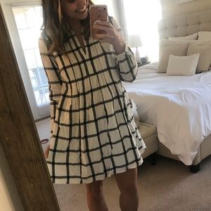 Printed Black and White Babydoll Dress